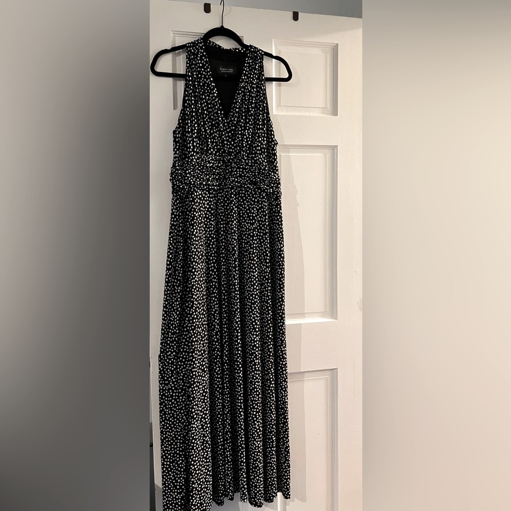 Black with spots floor length dress sleeveless